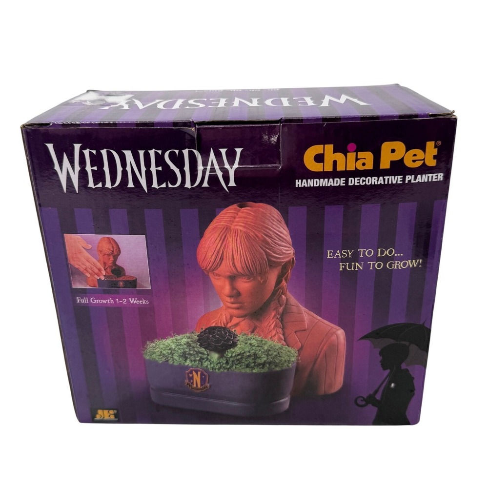 Chia Pet Wednesday Addams Planter Netflix Series Handmade Decorative Gift New